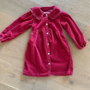 Zara Crimson Courderoy Dress with Lace Trim